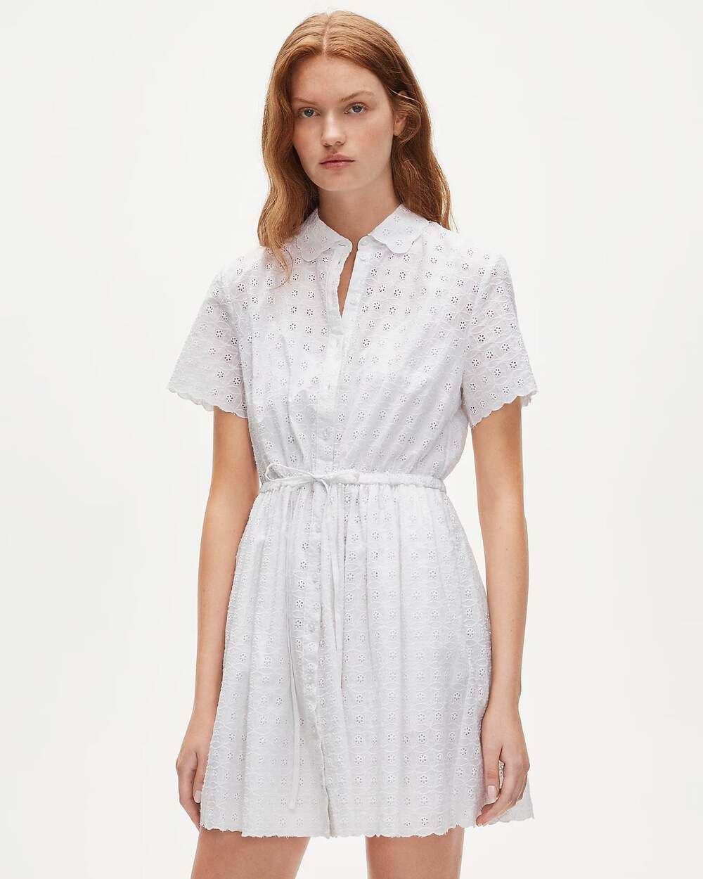 NWT J Crew Mini Cerise Shirt-Dress in Eyelet Cotton Poplin Size 14